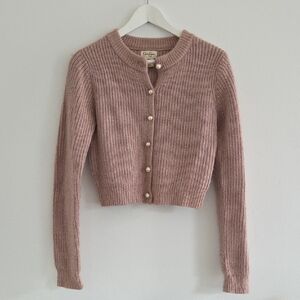Cropped Pearl Button Cardigan